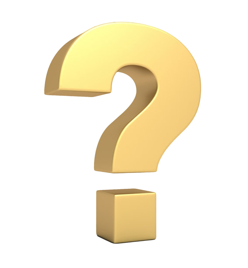 金色立体大问号卡通手绘PNG高清透明背景图片设计素材下载
