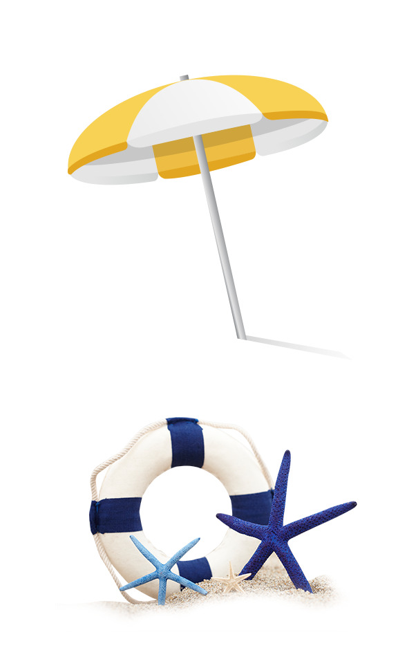 高清透明PNG手绘卡通海边旅游用品设计素材图片下载