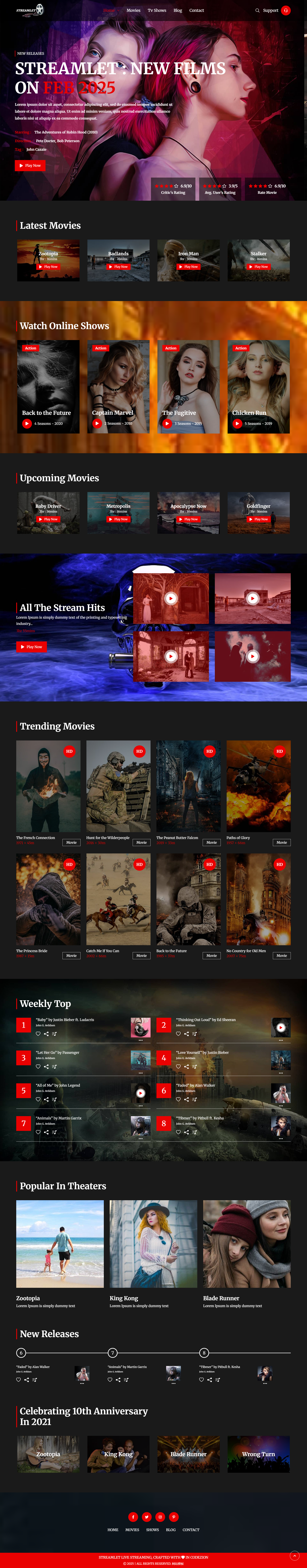 大气电影宣传响应式web开发网站前端设计