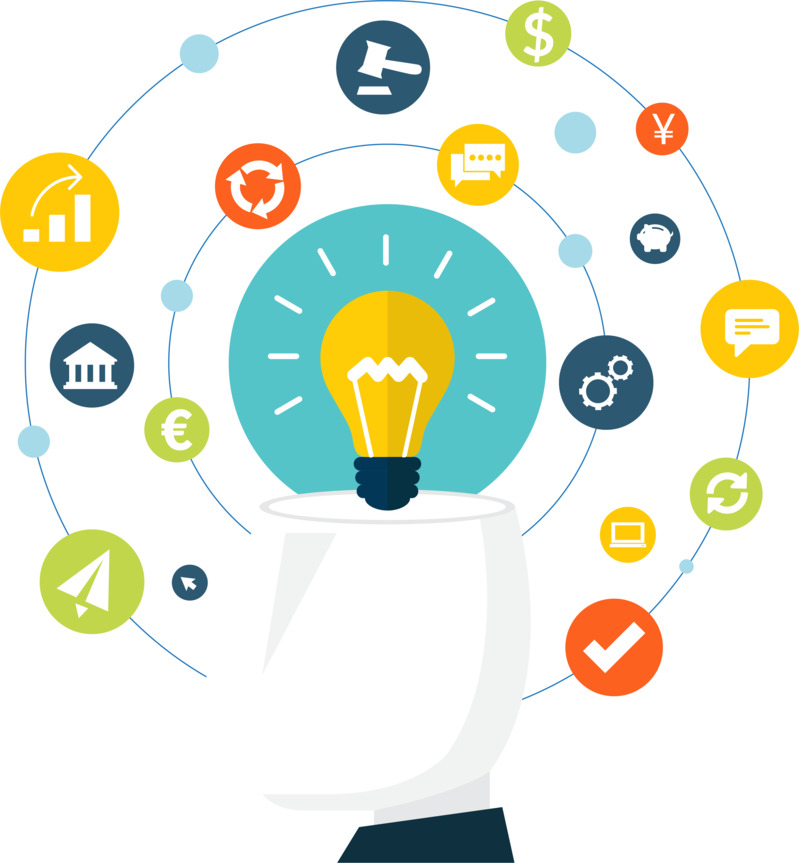 创意大脑思维主题插画矢量素材，高清PNG透明免扣设计元素下载