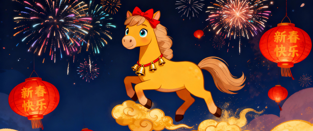 2026马年新春盛景，灯笼烟花3440x1440超清带鱼屏壁纸下载