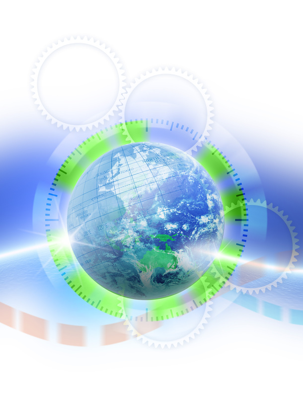 梦幻齿轮地球主题高清透明PNG底纹设计素材免费下载