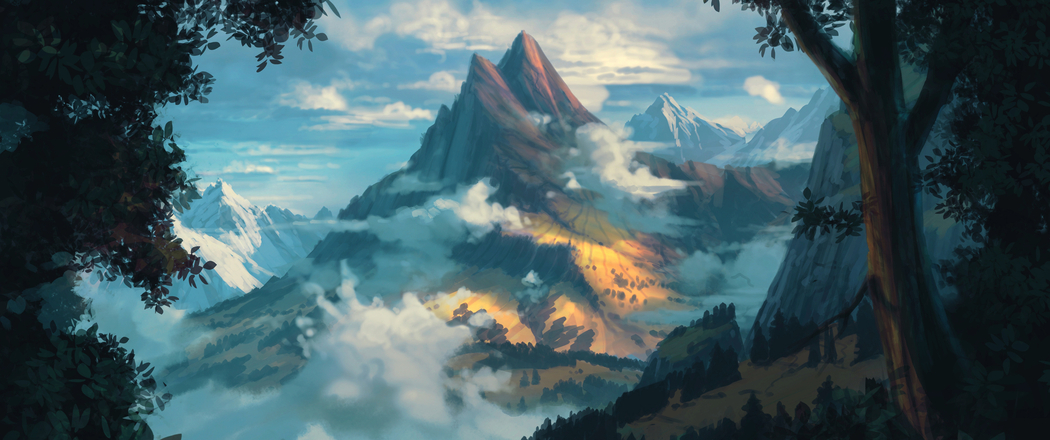 3440x1440带鱼屏4K高清，天空、云、森林、丘陵、树木与山脉的绝美风景壁纸下载