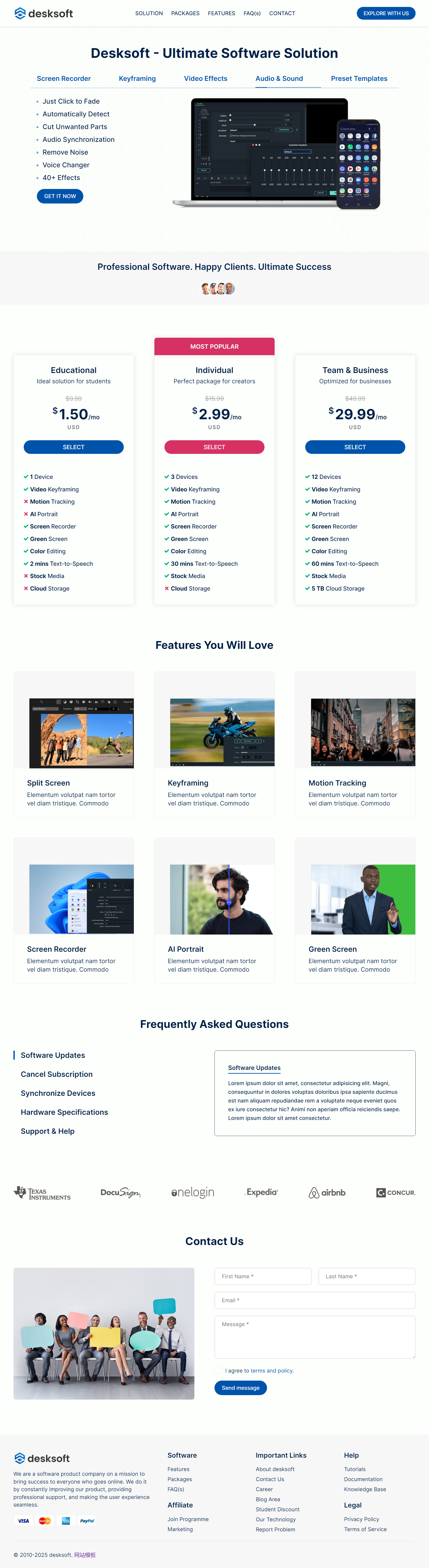 剪辑交流软件公司宣传网站网页模板下载