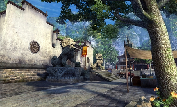 古风城镇游戏场景高清透明PNG卡通手绘背景元素设计素材免费下载