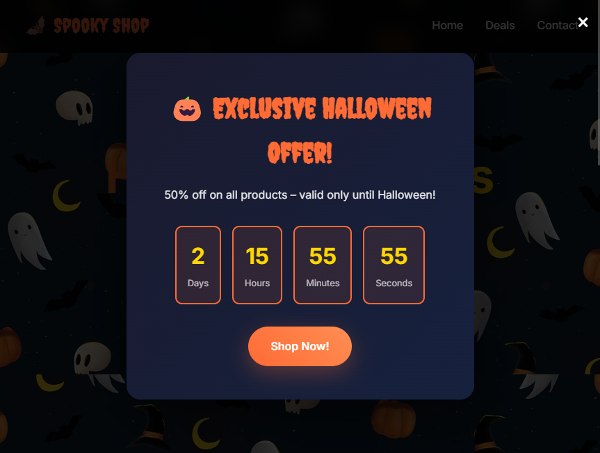 倒计时万圣节促销活动弹窗设计素材提示框弹出层免费下载 倒计时万圣节促销活动弹窗设计素材提示框弹出层免费下载