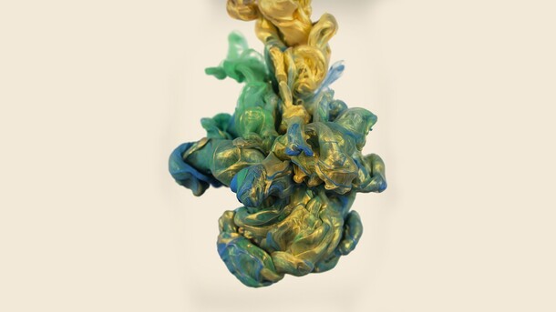 黄绿色梦幻抽象水墨喷绘高清PNG透明背景设计素材下载