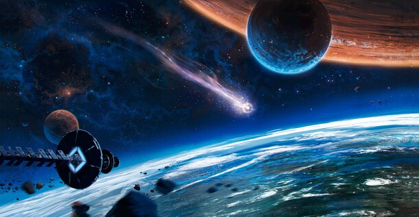 梦幻抽象宇宙星球天空高清PNG透明背景海报设计素材下载