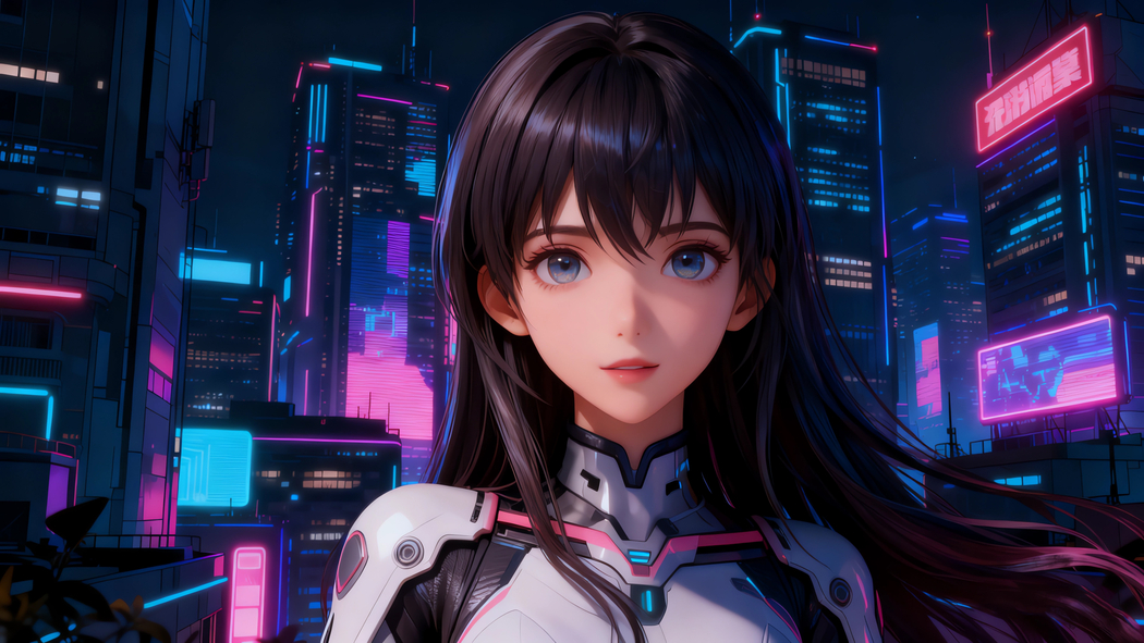 4K超清赛博朋克风,长发女孩与璀璨城市夜景动漫壁纸3840x2160下载 4K超清赛博朋克风,长发女孩与璀璨城市夜景动漫壁纸3840x2160下载