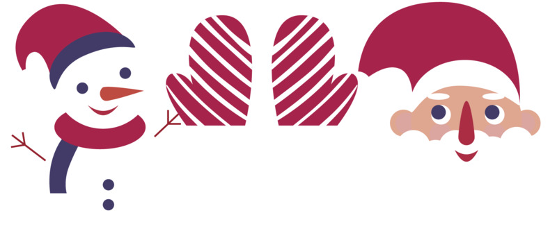 高清透明PNG素材下载，卡通圣诞老人、雪人及漂浮花瓣设计元素