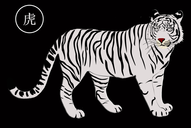 白虎十二生肖高清PNG透明动植物动物设计素材免费下载