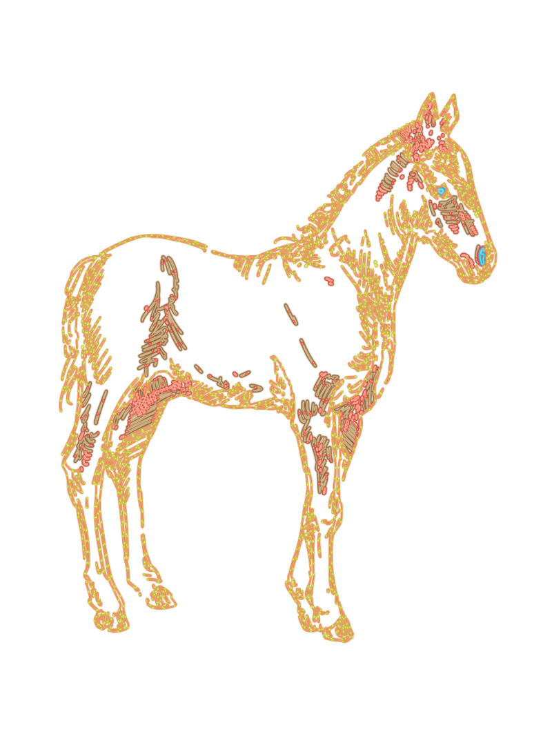 手绘霓虹灯风格马素描，高清透明PNG动植物设计素材下载
