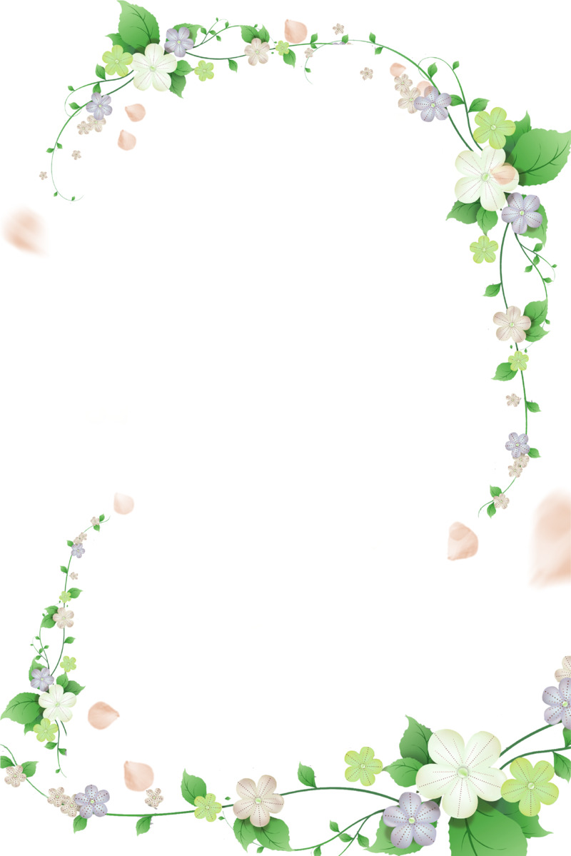 高清PNG透明花朵装饰背景与PSD边框设计素材，清新唯美一键下载