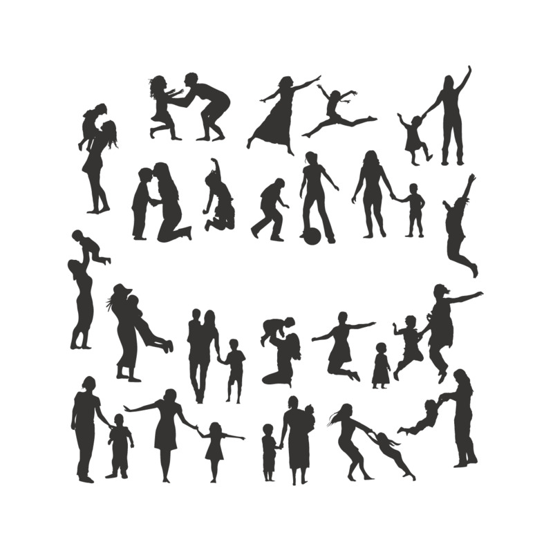 高清透明PNG人物剪影与墨迹笔触装饰设计素材免费下载