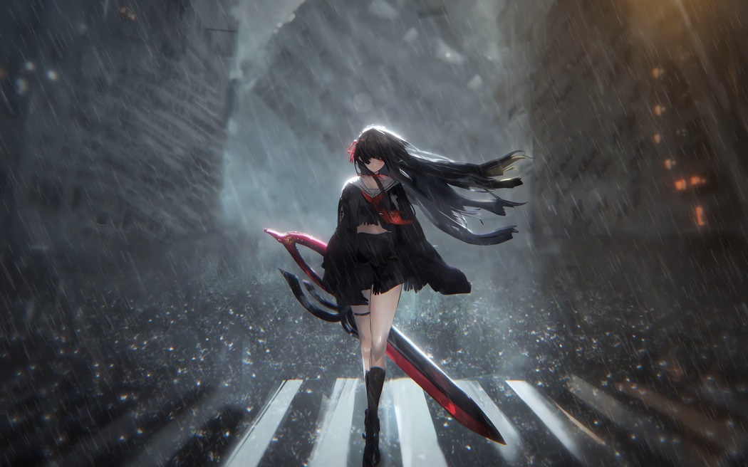 暗色系4K高清动漫壁纸,干咲雨中静谧场景3840x2400下载 暗色系4K高清动漫壁纸,干咲雨中静谧场景3840x2400下载