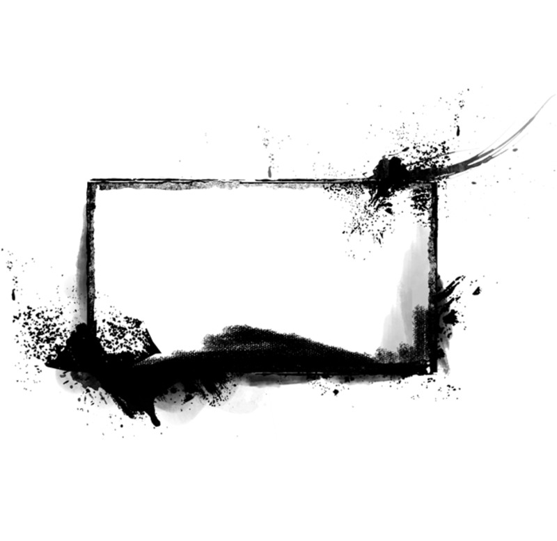 高清墨色透明PNG边框装饰素材，设计必备下载