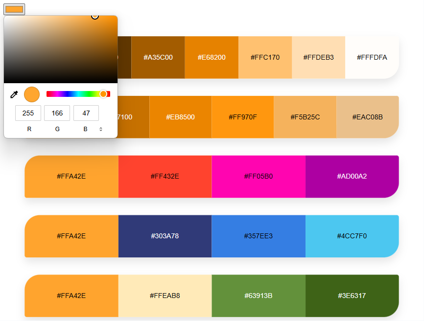 颜色配色方案色卡在线生成器HTML5模板免费下载