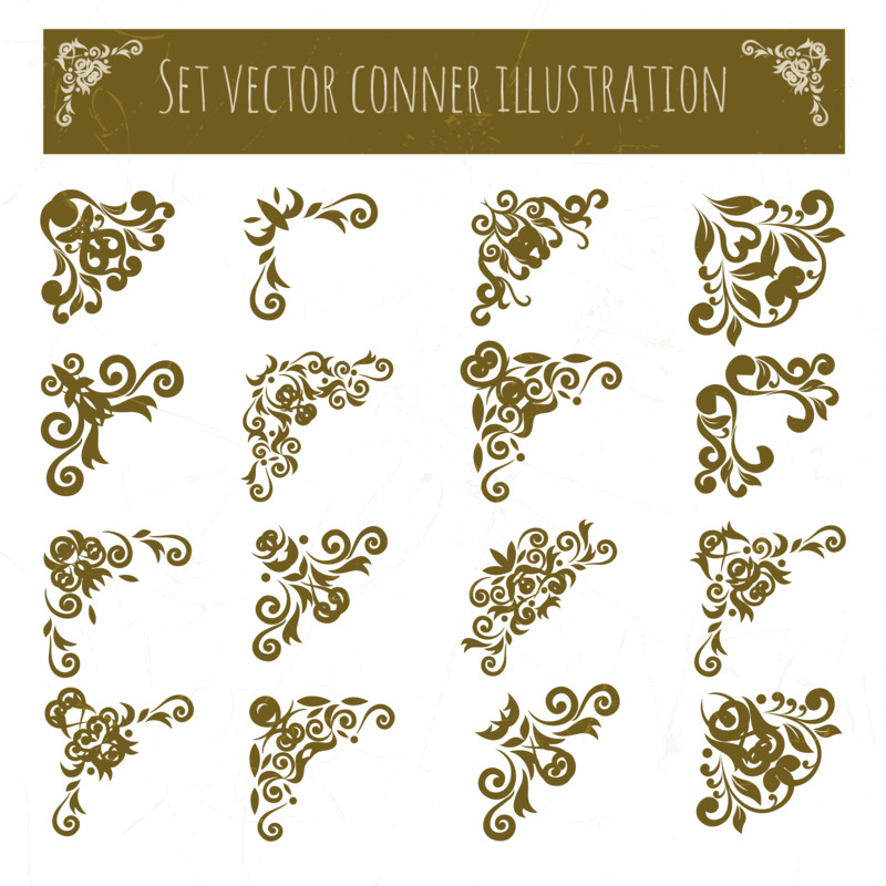 装饰角设计素材，高清PNG透明图与AI格式花纹免费下载