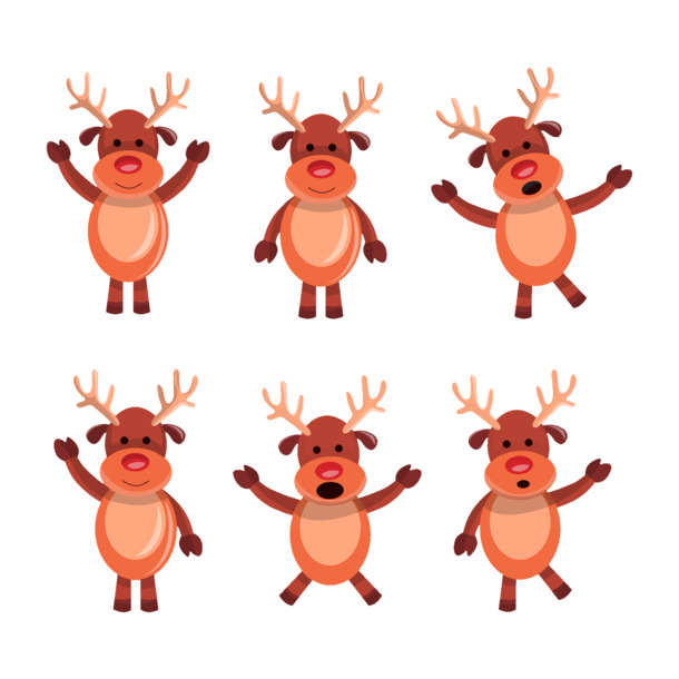 卡通麋鹿高清PNG透明图及圣诞节PSD设计素材免费下载