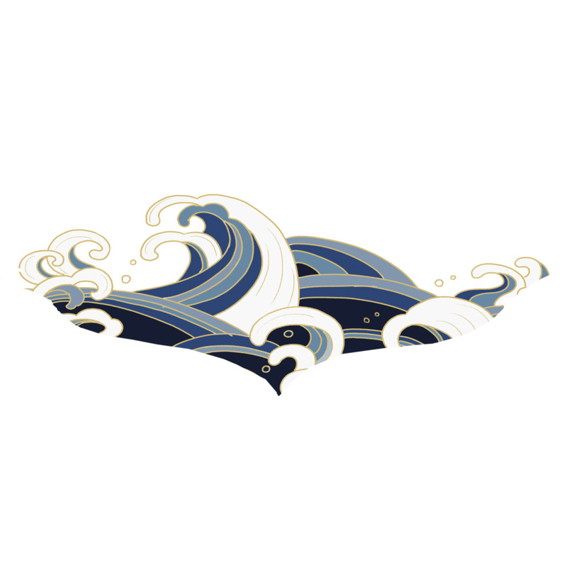 中国风海浪金色纹理高清PNG透明装饰元素设计素材免费下载