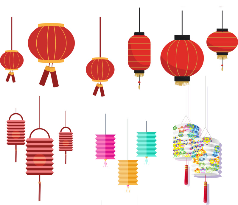 春节元旦中国风灯笼高清PNG透明及PSD设计素材免费下载