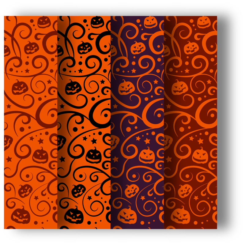 4款藤蔓万圣节无缝背景矢量图高清PNG透明AI素材免费下载
