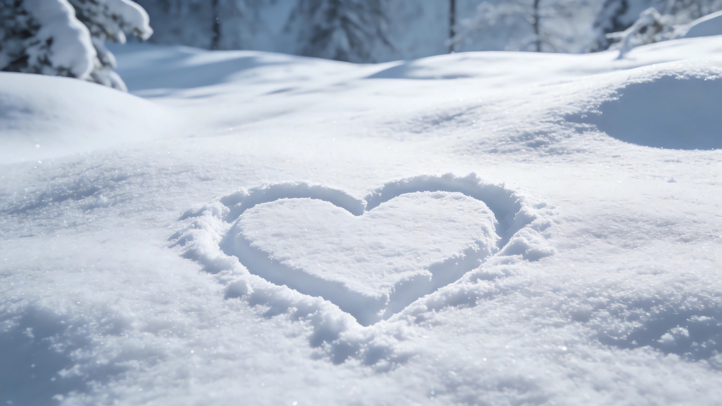 冬天雪地爱心主题4K高清风景壁纸3840x2160免费下载