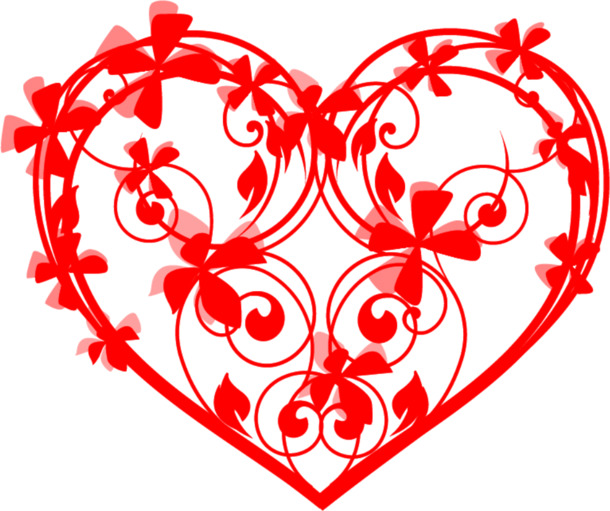 红色缠绕曲线心形七夕情人节高清PNG透明设计素材免费下载