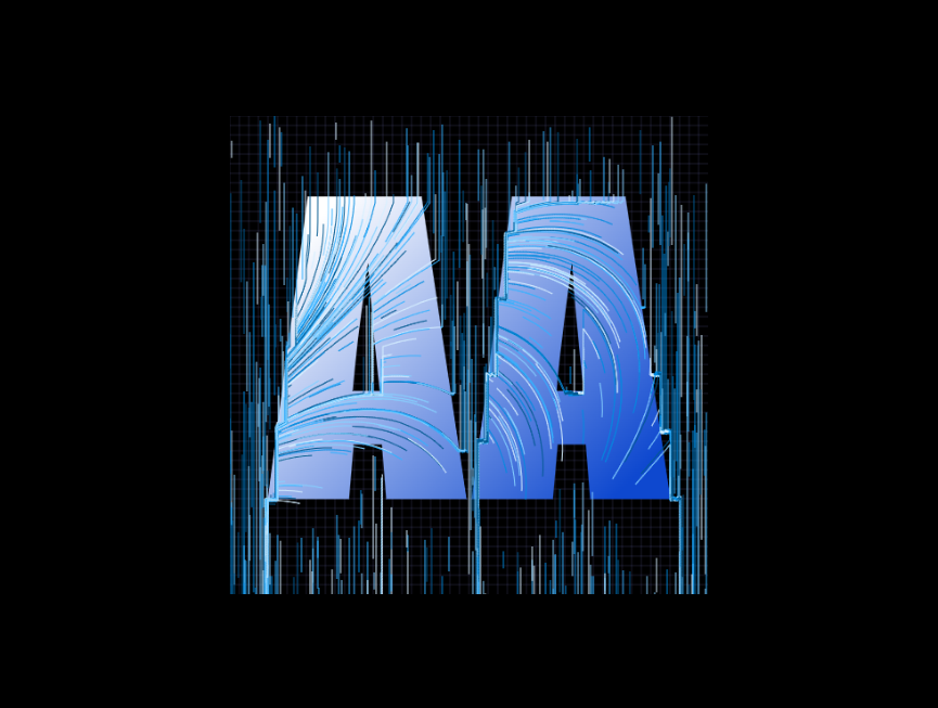 蓝色文字字体粒子消散线条设计