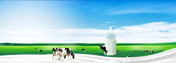 电商淘宝母婴奶粉奶瓶草原奶牛高清PNG透明背景素材免费下载