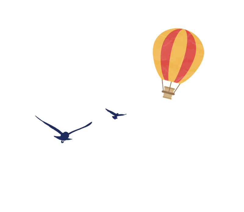 扁平热气球白鸟高清PNG透明动植物动物设计素材免费下载