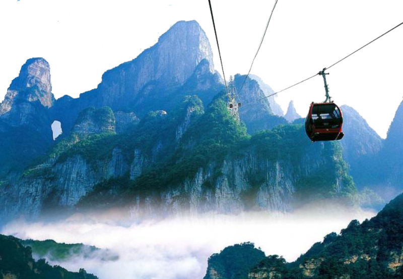 张家界缆车山谷高清PNG透明背景摄影风景设计素材免费下载