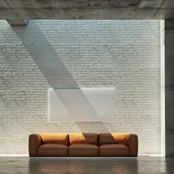 黄色沙发与相框高清PNG透明背景设计素材免费下载