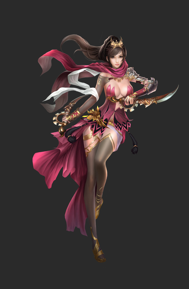 粉色性感游戏人物卡通手绘高清PNG透明背景设计素材免费下载