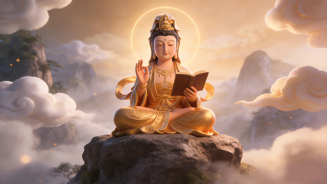 观音盘腿坐4K宗教高清壁纸3840x2160免费下载