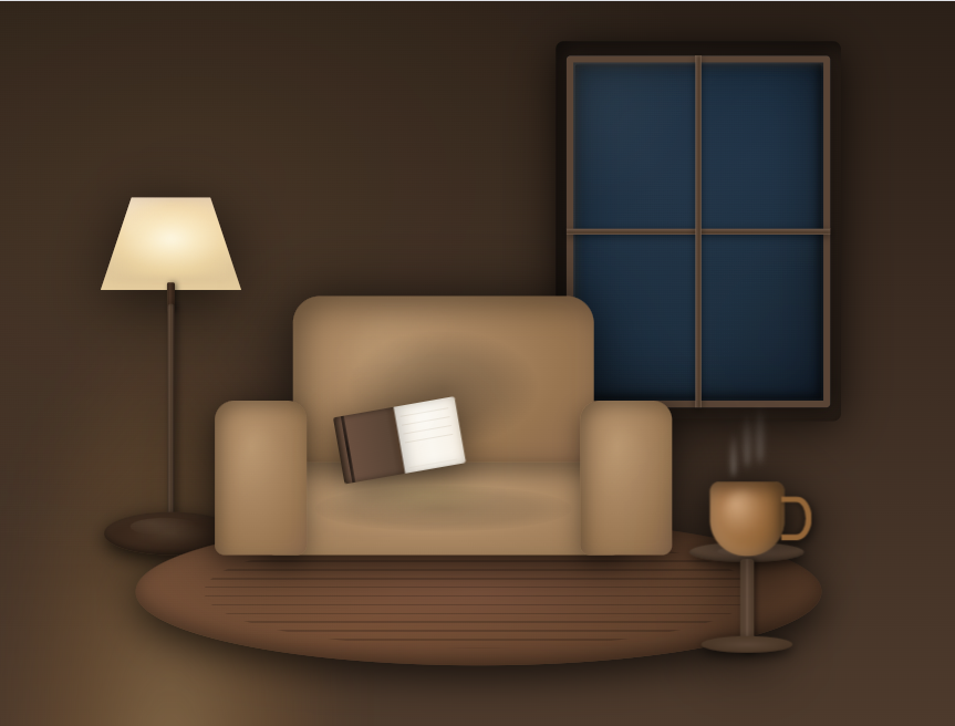 温馨暖冬插画家居背景图素材