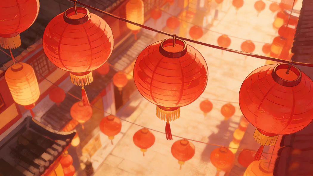 红色灯笼高高挂新年喜庆节日4K高清壁纸3840x2160免费下载