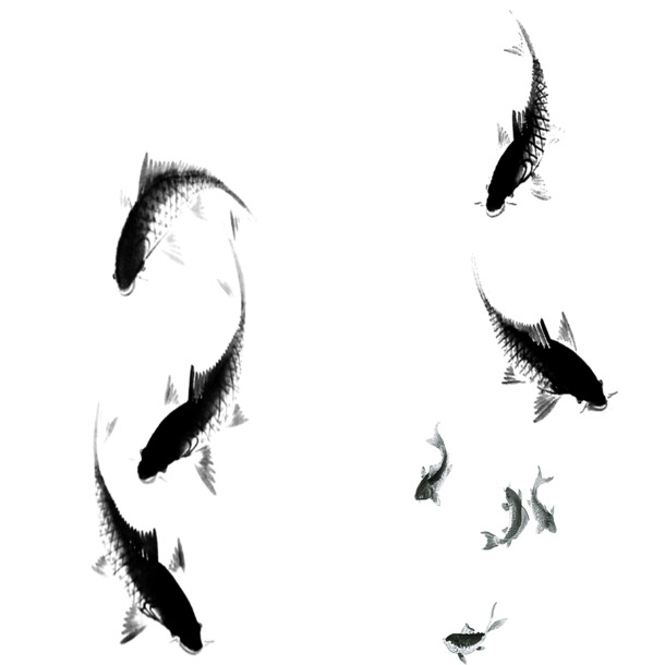 九鱼图高清PNG透明动物装饰设计素材免费下载