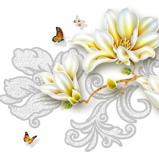 中国风花朵纹理高清PNG透明植物装饰设计素材免费下载