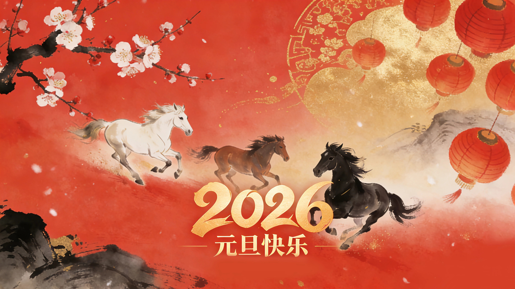 2026马年元旦红色喜庆4K高清壁纸3840x2160免费下载