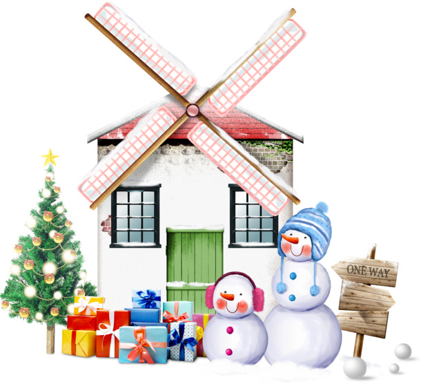 卡通圣诞房子高清PNG透明图片-圣诞节设计素材