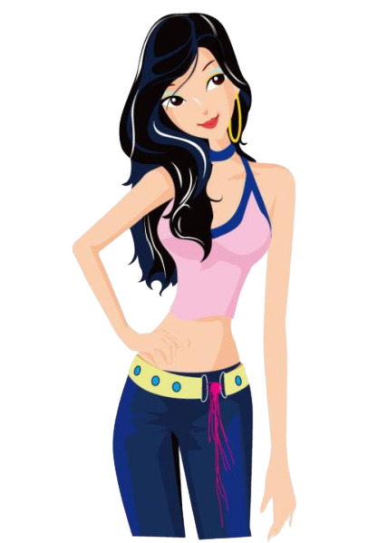 卡通女人手绘高清PNG透明图片设计素材免费下载