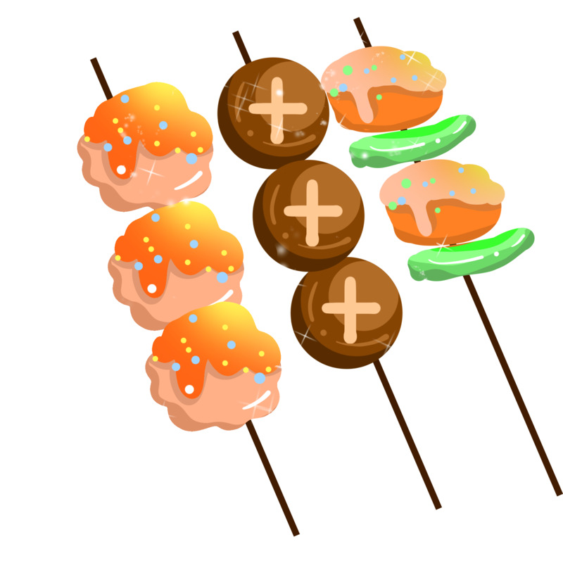 卡通手绘香喷喷烧烤串插画高清PNG透明设计素材免费下载