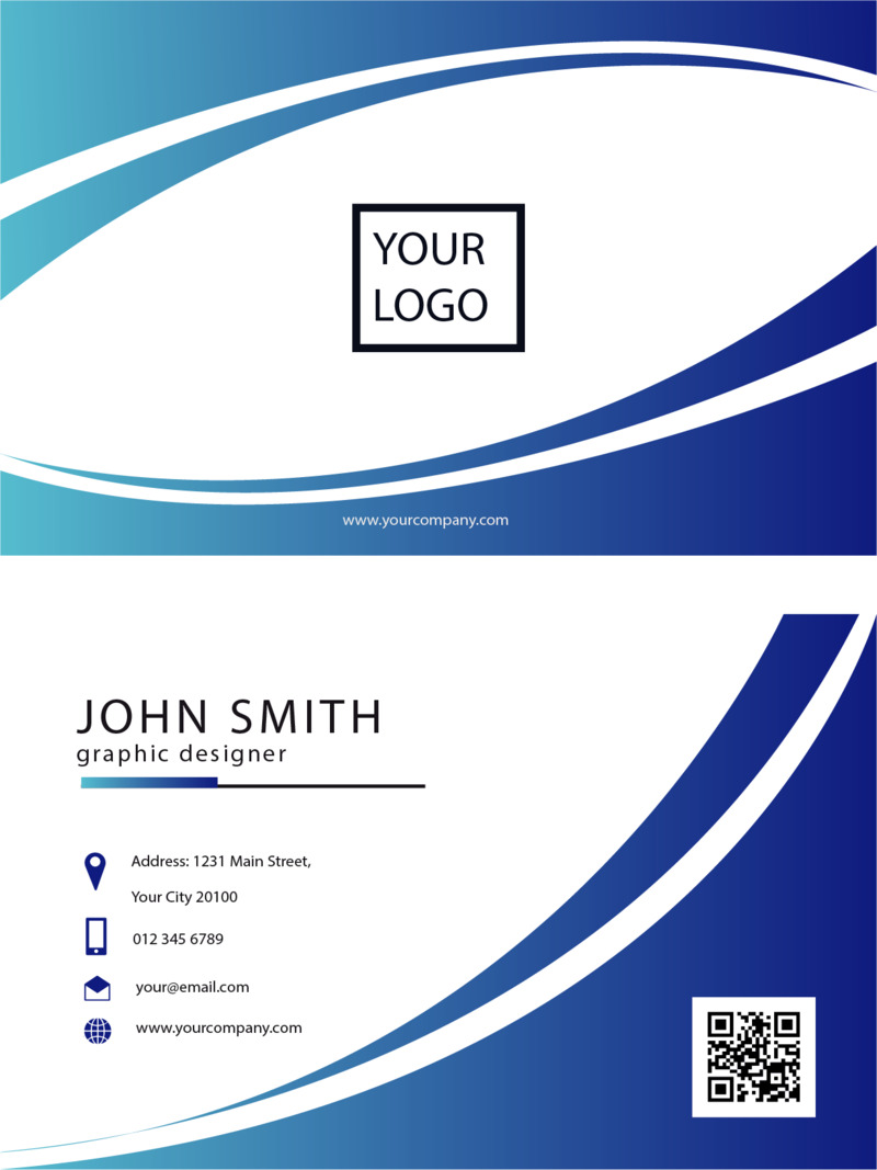 商务蓝色名片模板高清PNG透明免扣设计素材免费下载