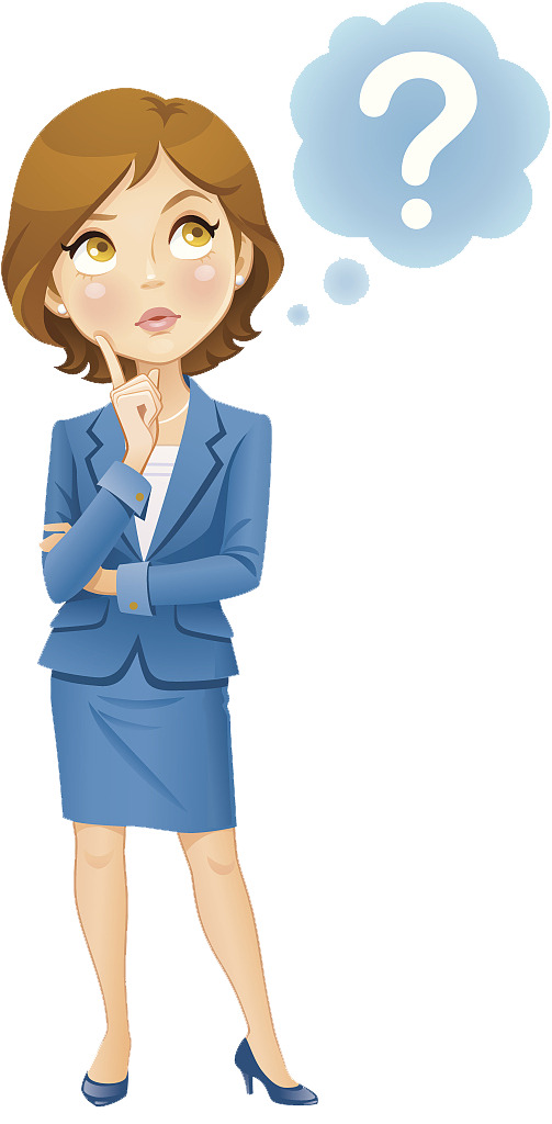 困惑女孩思考手绘卡通元素高清PNG透明图片设计素材免费下载