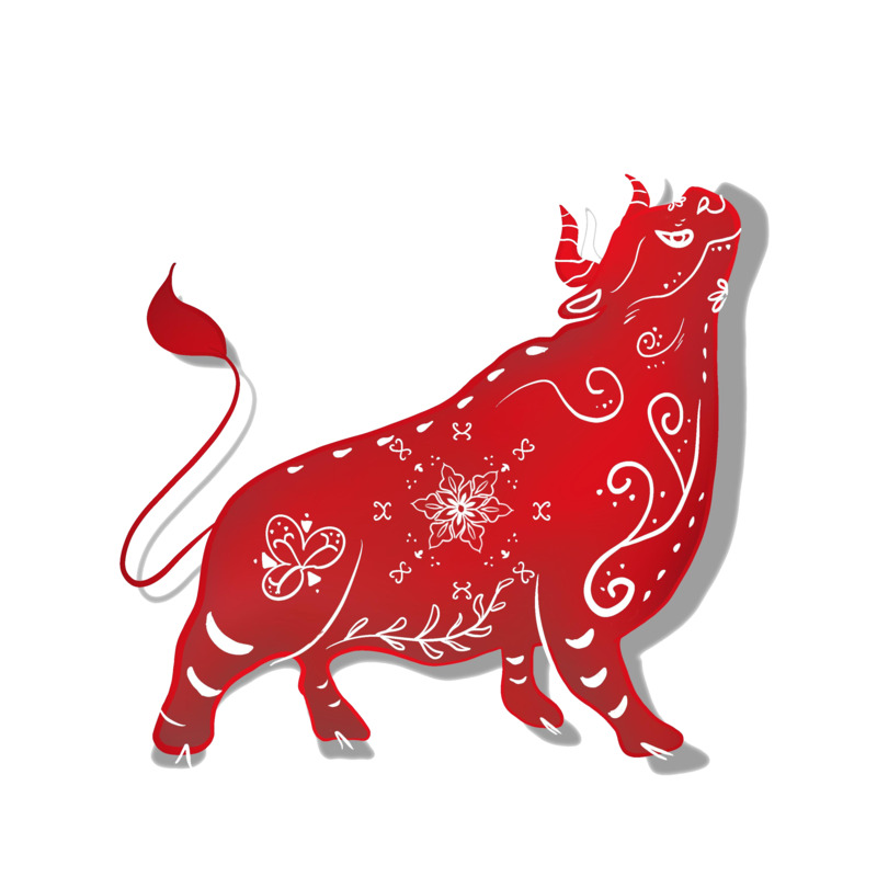 牛年剪纸元素高清PNG透明图 节日素材免费下载