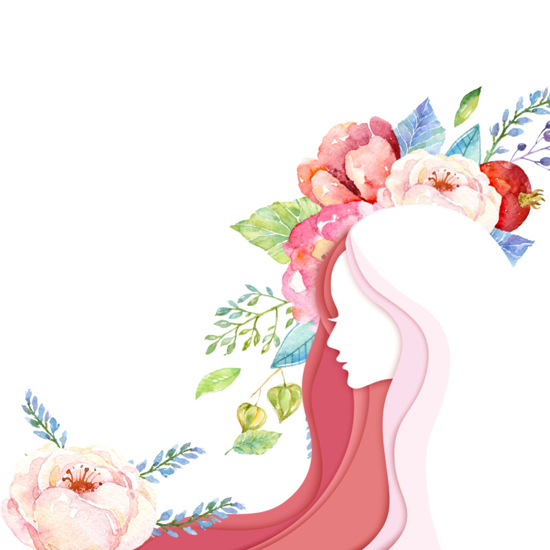 侧脸女神立体剪裁手绘卡通元素高清PNG透明海报设计素材免费下载