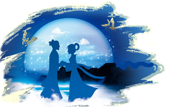 浪漫七夕牛郎织女相会高清PNG透明图片-情人节设计素材免费下载