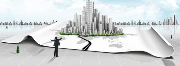 现代城市规划唯美高清PNG透明背景元素banner海报设计素材免费下载