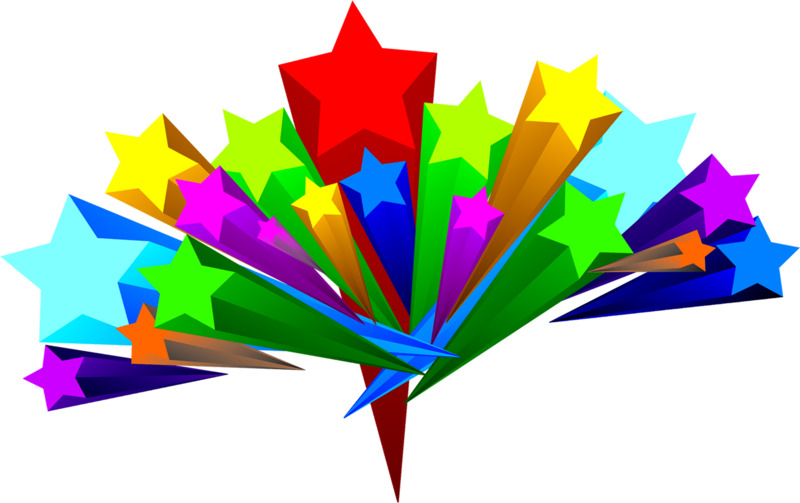 立体放射卡通多色星星高清PNG透明漂浮几何图素材免费下载